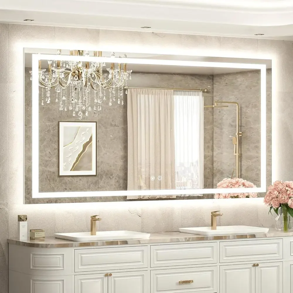 20x28 LED Illuminated Vanity Mirror, 3-Color Adjustable, Anti-Fog & Shatterproof Tempered Glass