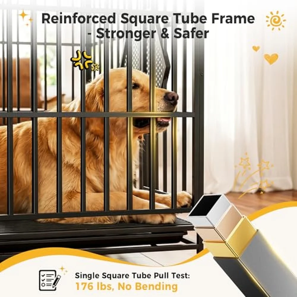 48'' Heavy Duty Dog Crates for Large Dogs Dog Kennel Indoor