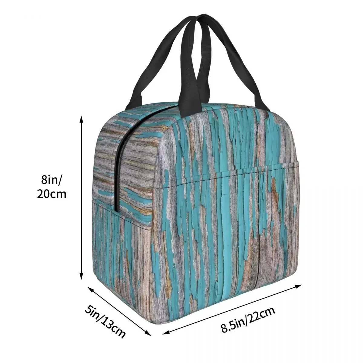 Shabby Rustic Weathered Wood Turquoise Insulated Lunch Bags Portable Picnic Bags Thermal Lunch Tote for Woman Work Children