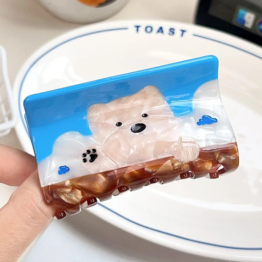 

Childishness Golden Retriever Puppy Hair Claw Sweet Korean Style West Highland White Terrier Dog Hairpin Flower Cute