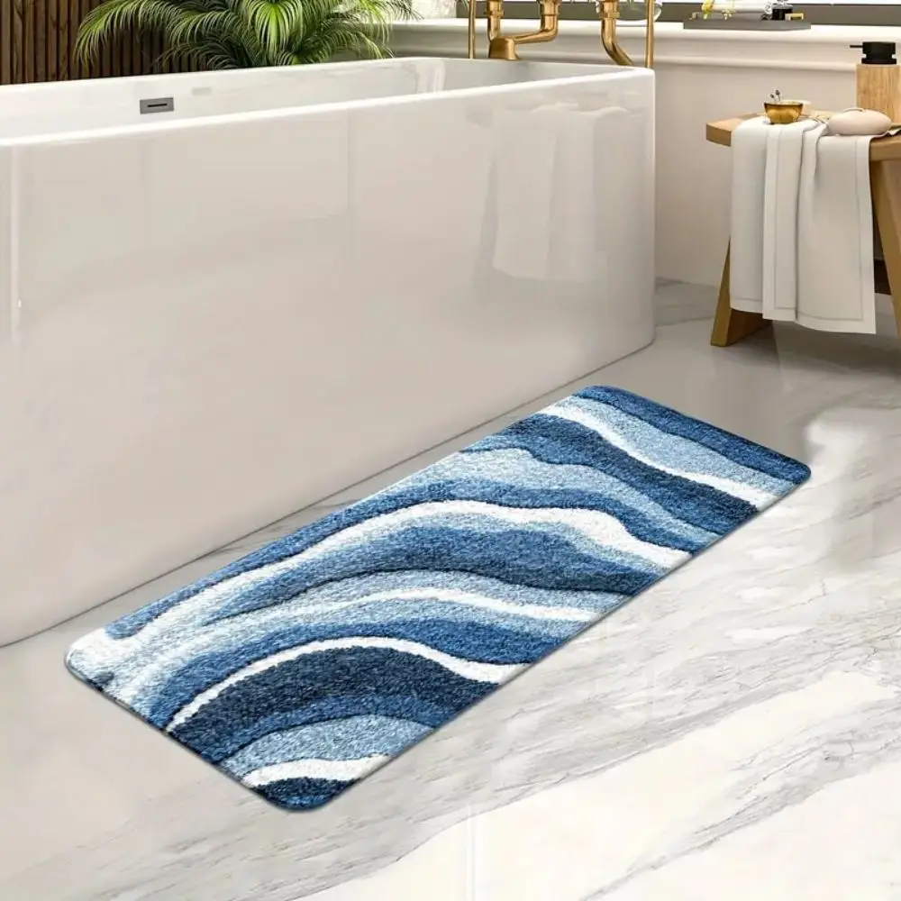 VIKAMA Blue Wave Floor Mat - Bathroom Non-slip Mat, Living Room, Bedroom, Carpet, Home Decoration, Room Decoration