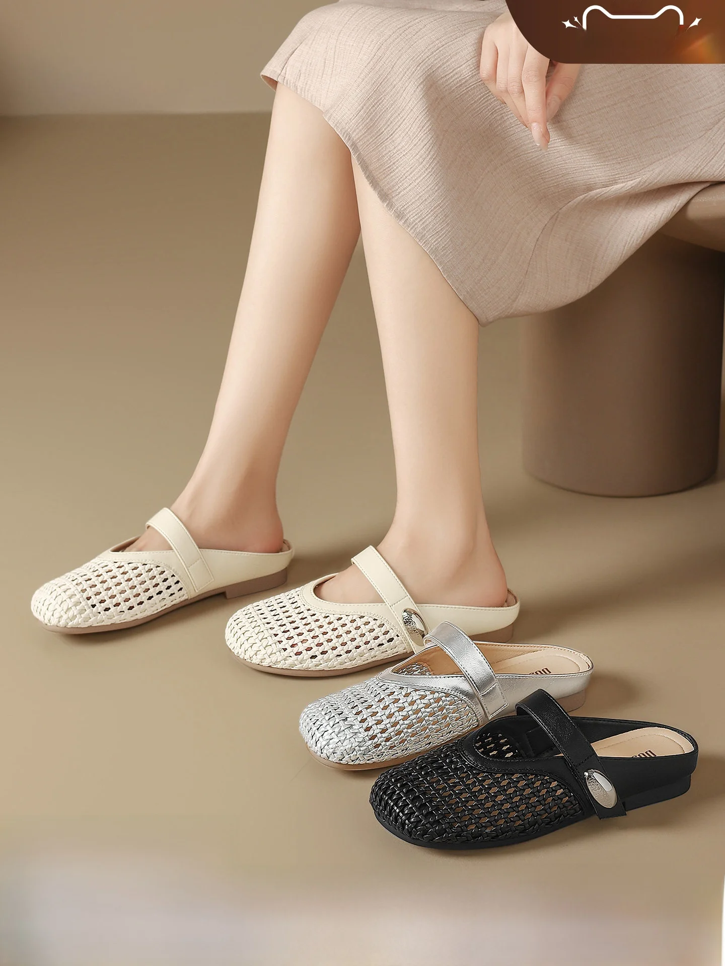 dusto-woven-women's-mules-breathable-outdoor-summer-flat-bottom-hollow-out-casual-slip-on-shoes-round-toe-low-heel-rubber-sole