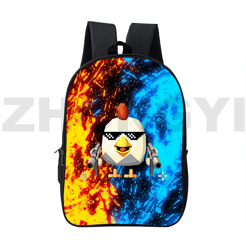 Fashion 16 Inch Cartoon Chicken Gun Bookbag Men 3D Large Anime Backpacks Travel School Bags for Teenager Notebook Urban Packbag