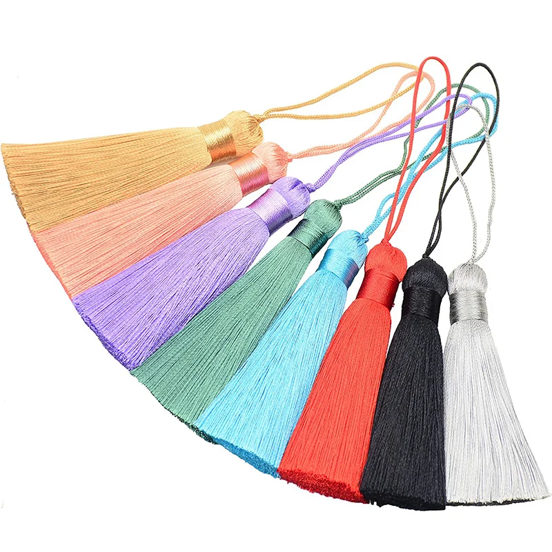 2/4 sztuk 16cm Silk Tassel Chunky frędzle miękkie eleganckie ręcznie jedwabiste Floss frędzle z pętli przewód dla rzemiosła kolczyki...