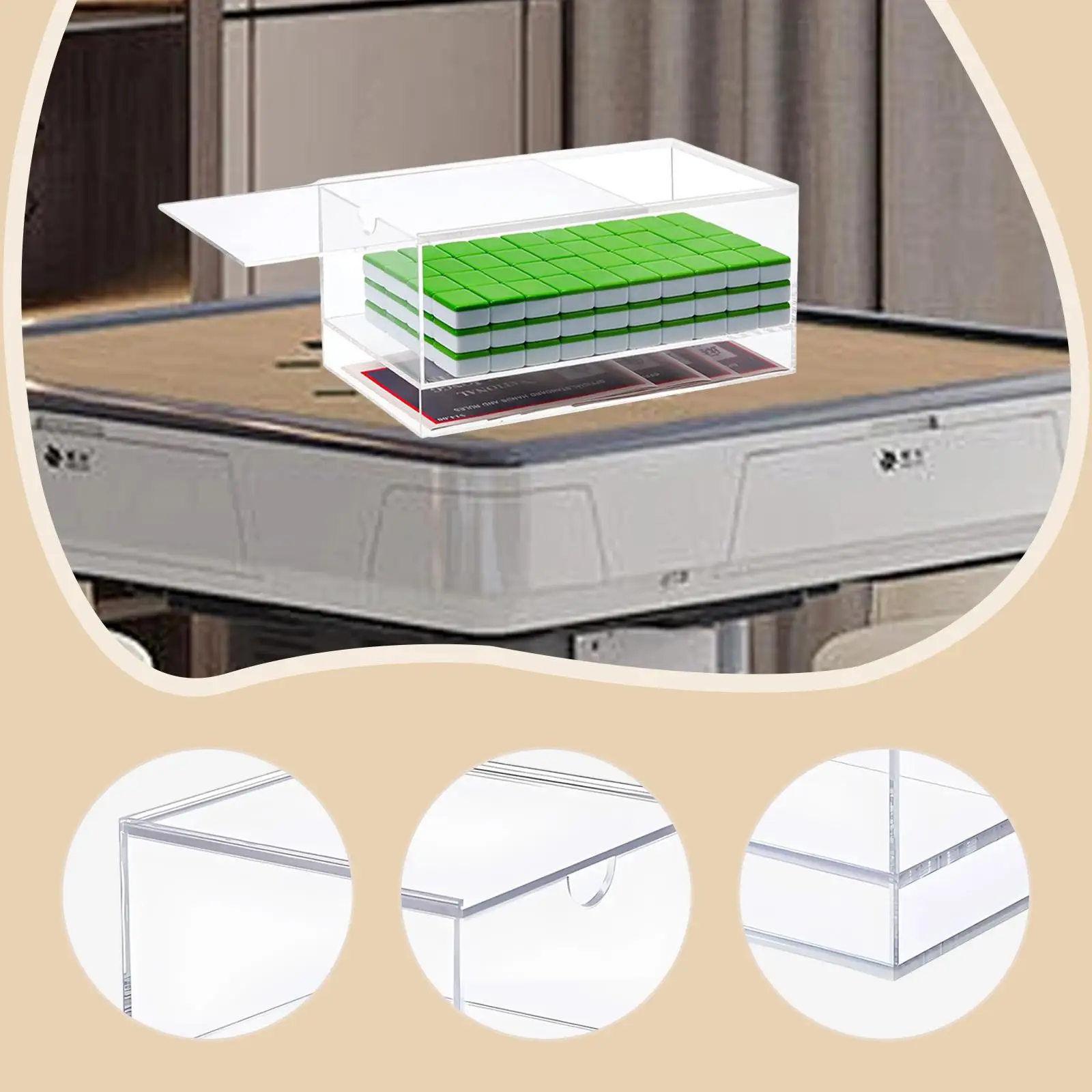 

Портативный футляр для маджонга с двумя отделениями, прозрачный органайзер для хранения плиток маджонга и аксессуаров для настольных игр