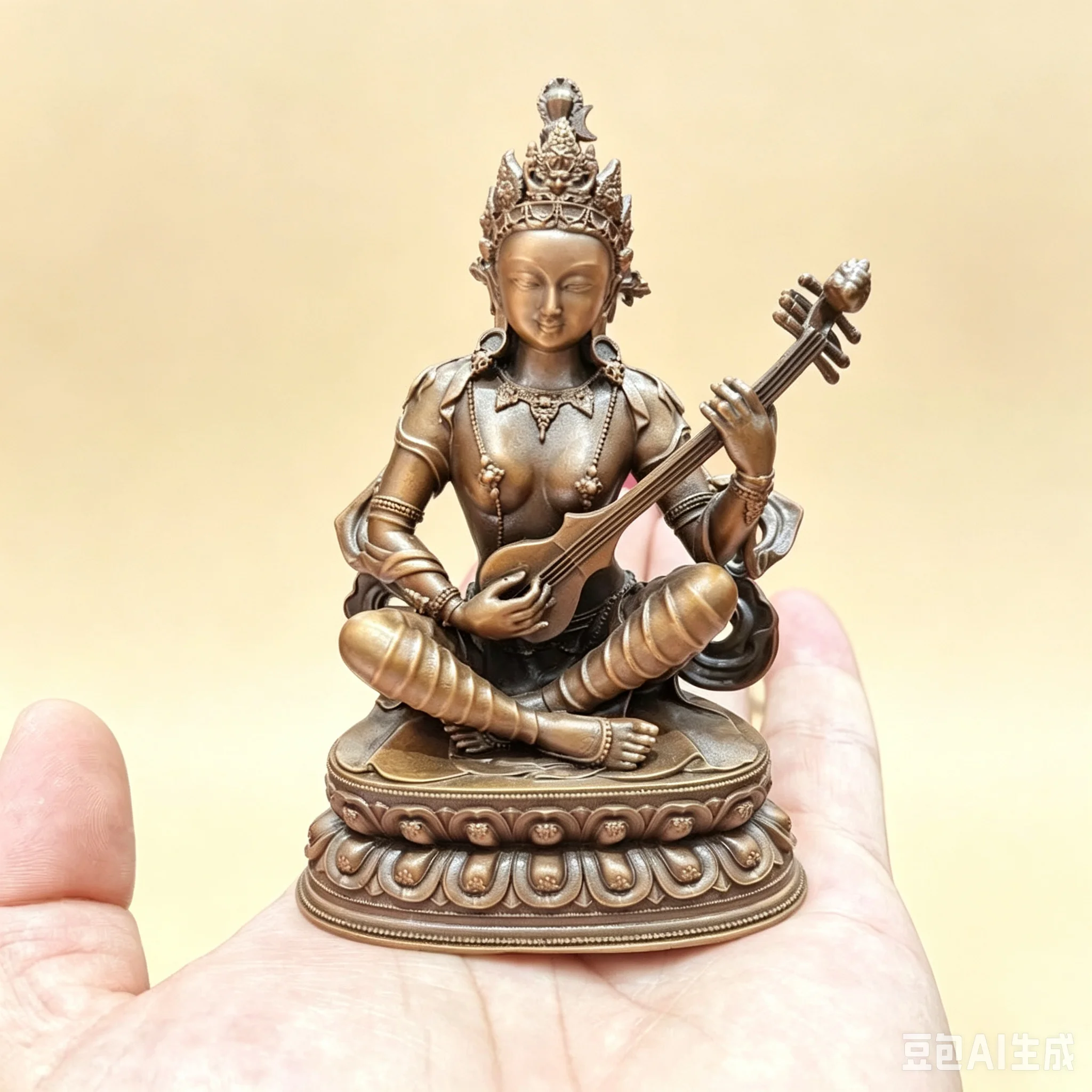 Exquisite Copper carving Saraswati MIAO YIN FO MU Wisdom Deity rare Tibetan Buddha statue Buddhist lama monk worship altar