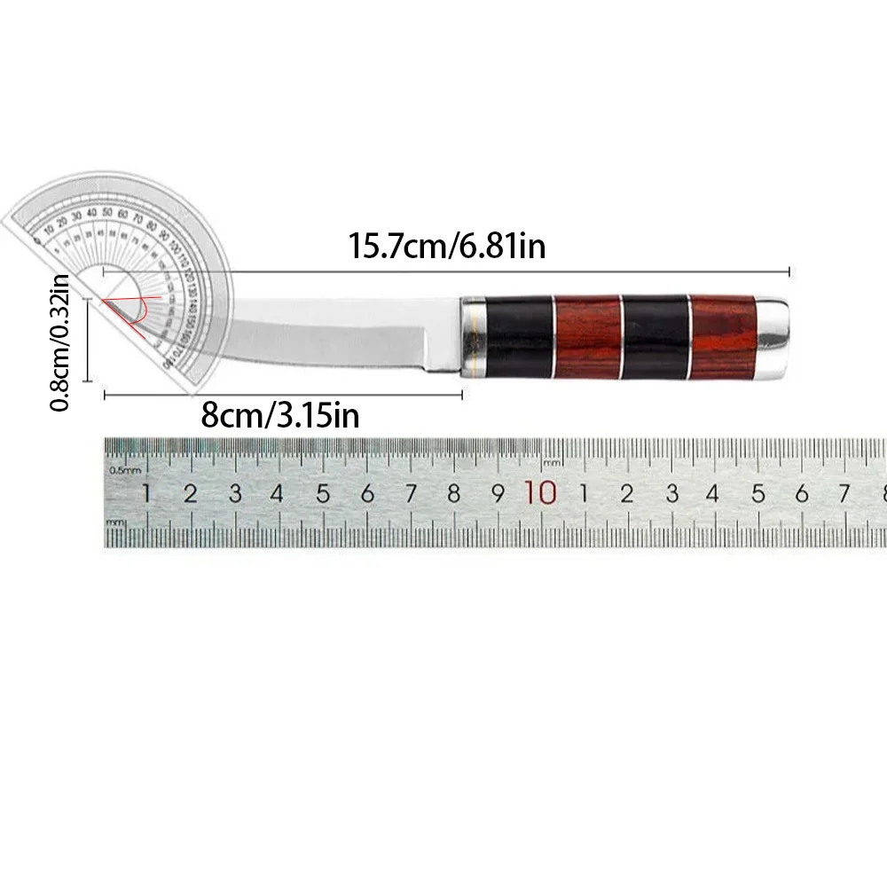 Portable Fixed Blade Survival Hunting Knife - Colour Wood Steel Handle | Outdoor Camping Essential with Scabbard