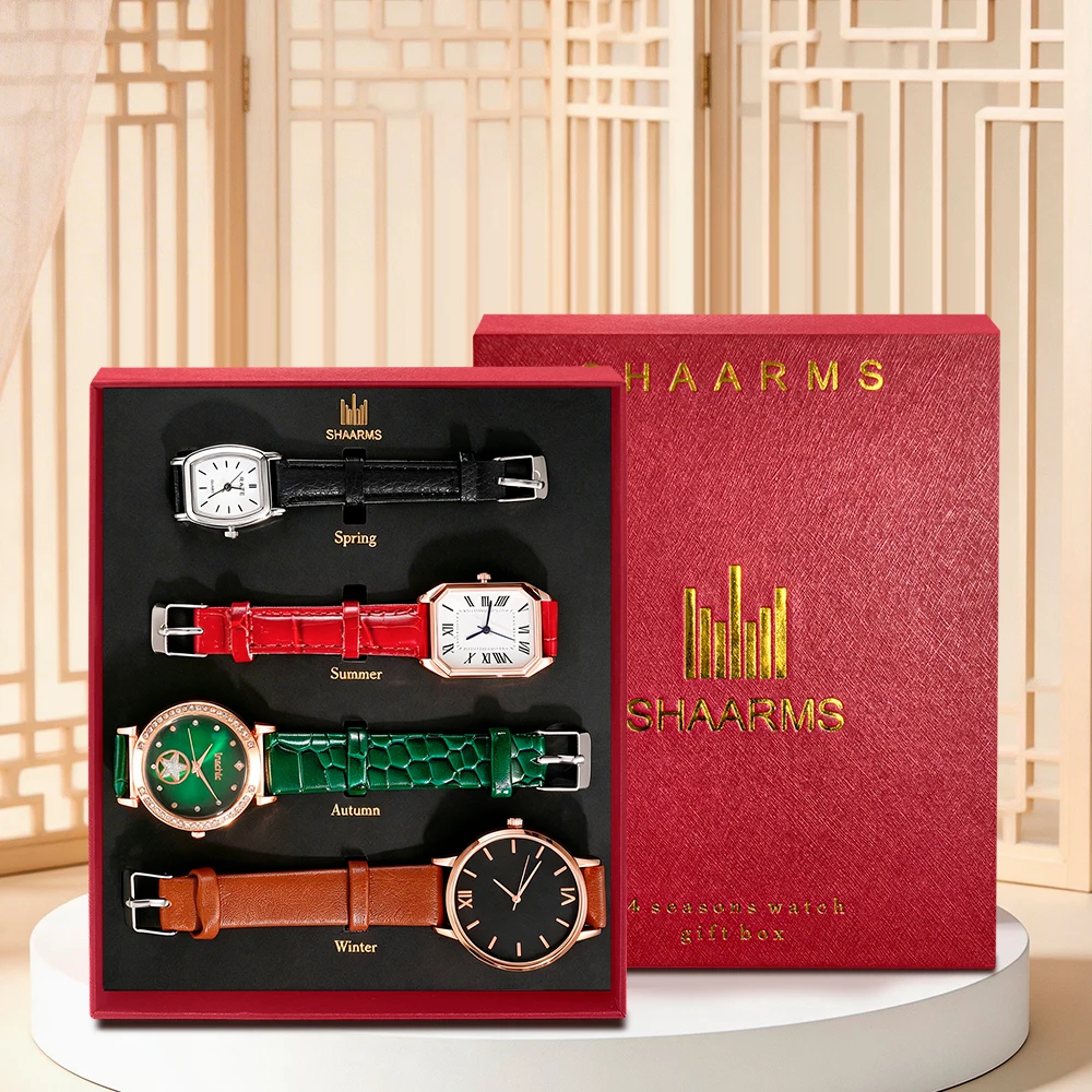 4Pc Trendy Latest Elegant And Fashionable Quartz Watch, Ideal Gift For Friends And Family On Valentine's Day, Easter, Birthdays