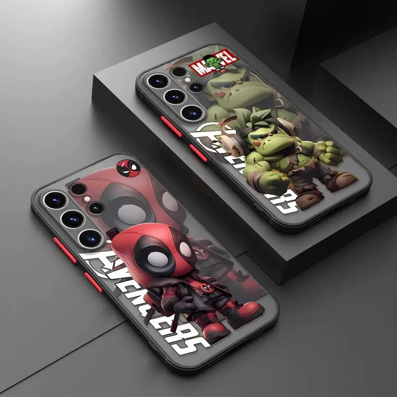 Matte Phone Case for Samsung Galaxy S24 S23 S22 S21 S20 FE Ultra S10 plus Note 10Plus 20Ultra funda Marvel Cool Hulk Deadpool