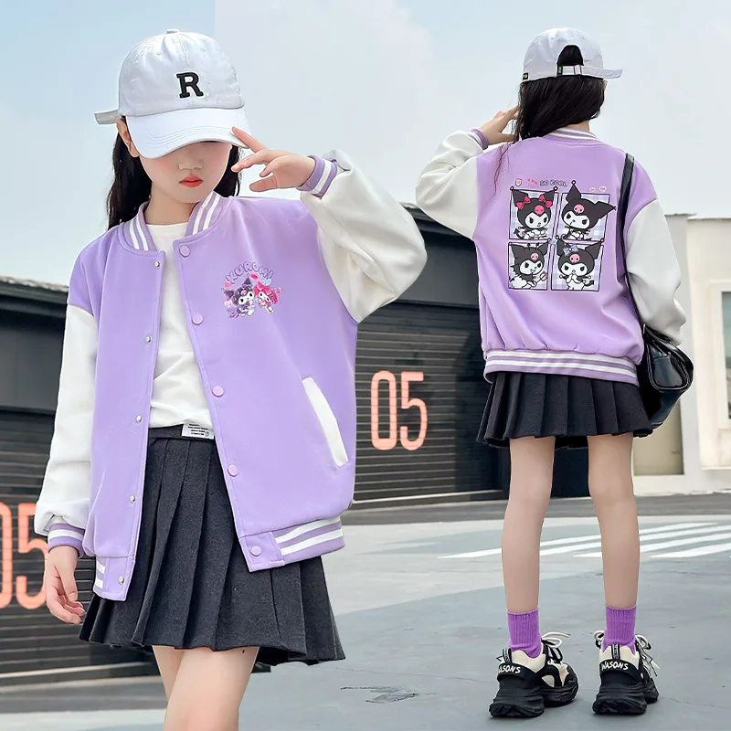 

Girls' Kuromi Coat Springand Autumn New Korean Version Children's Sports Medium and LargeChildren'sStyle Baseball Uniform Jacket