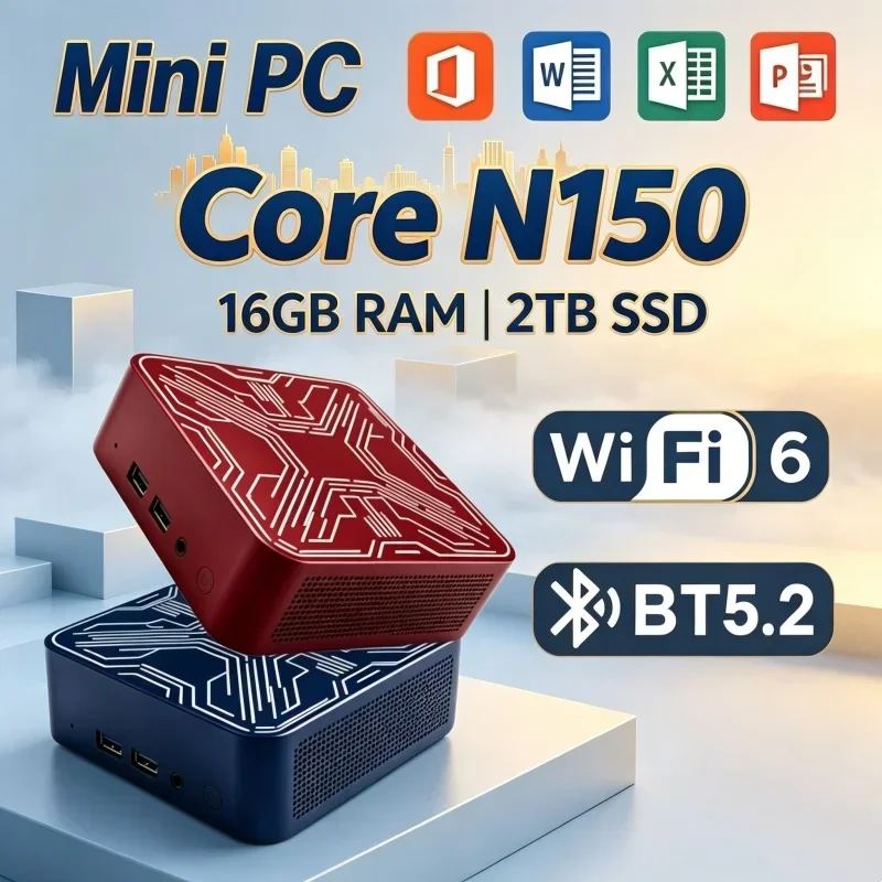 Solid Intel N150 Mini PC Multiple Configurations WiFi6 Triple 4K Silent Desktop for Home Office Media Editing