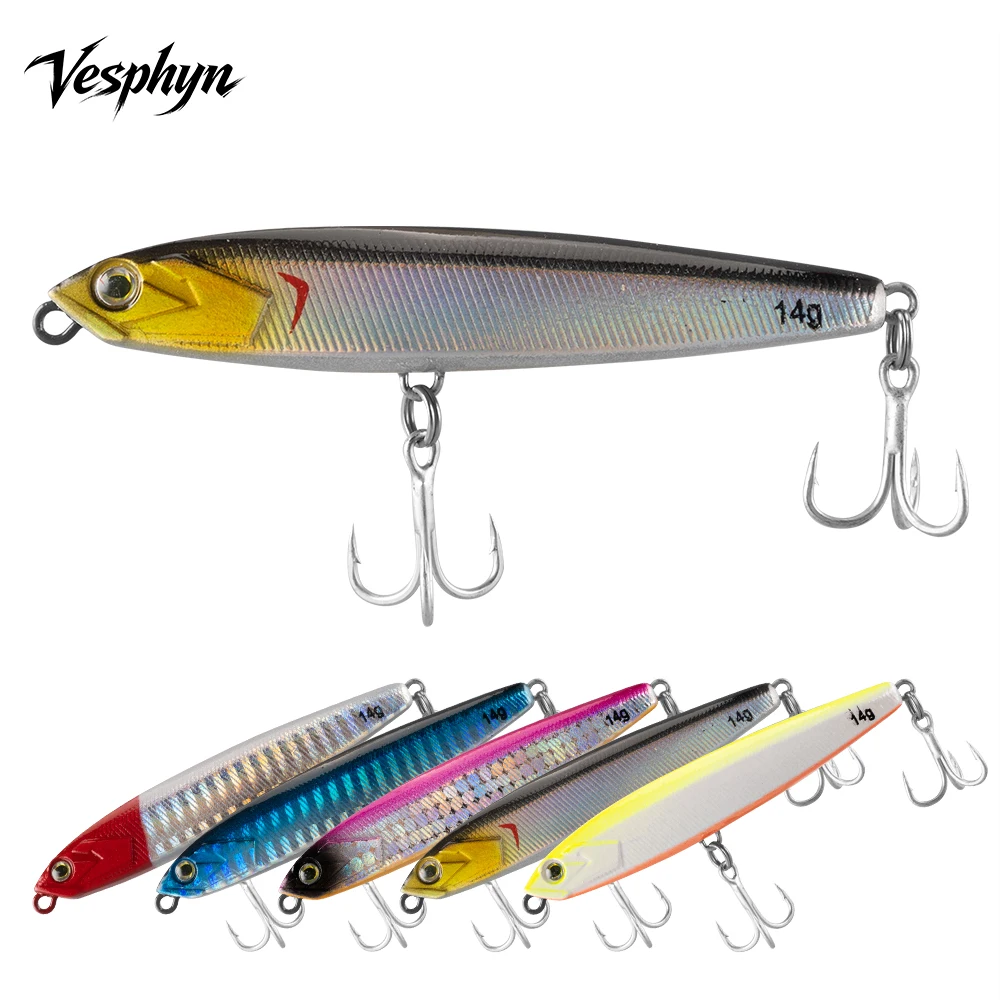 5PCS 10g-24g Sinking Pencil Hard Lure Long Distance Cast Flutter Sinking Action Artificial Bait Stickbait for Predator Fish