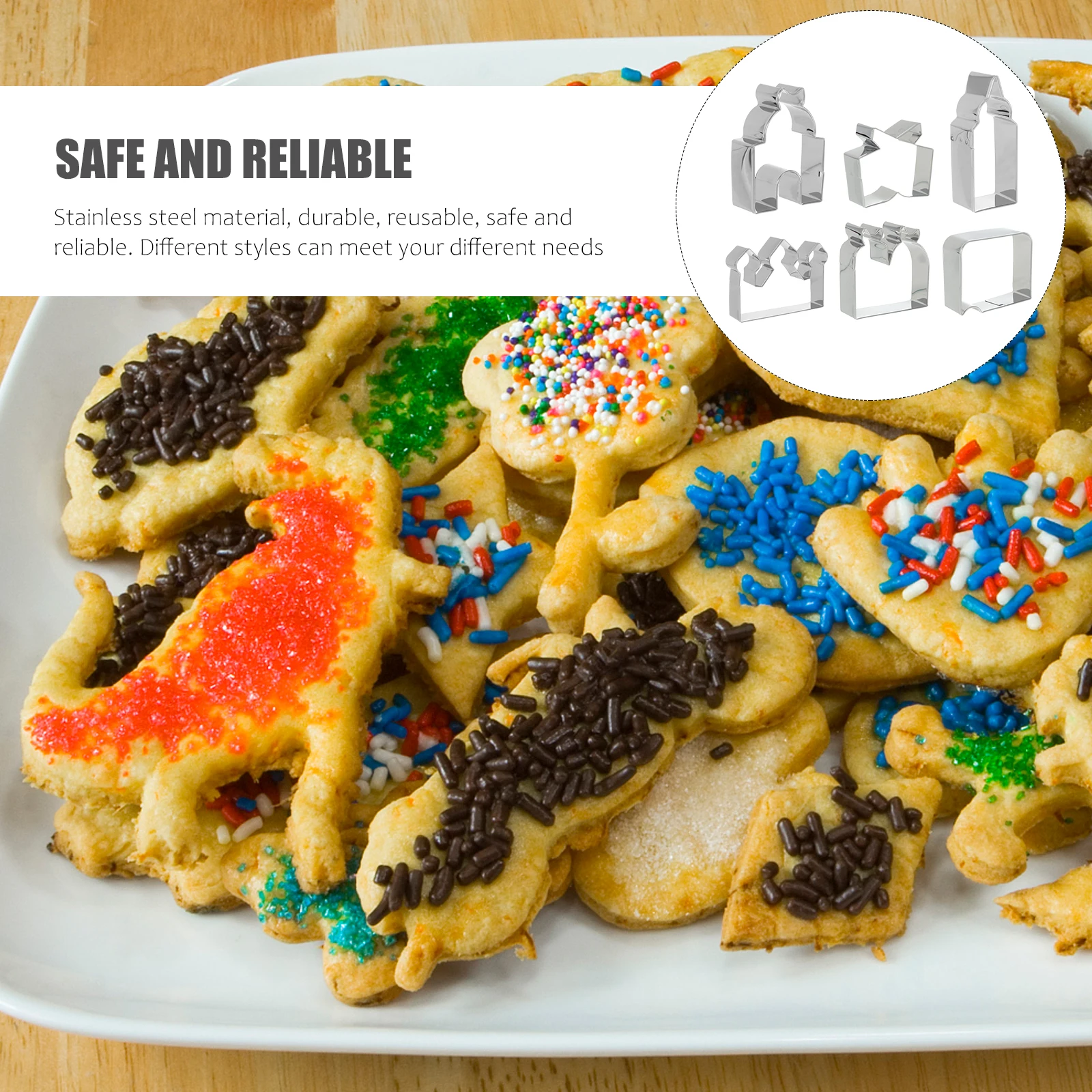 

6pcs Cookie Mold Biscuit Cutters Ramadan Tools Festival Stainless Steel Easy Clean Baking Molds Desserts