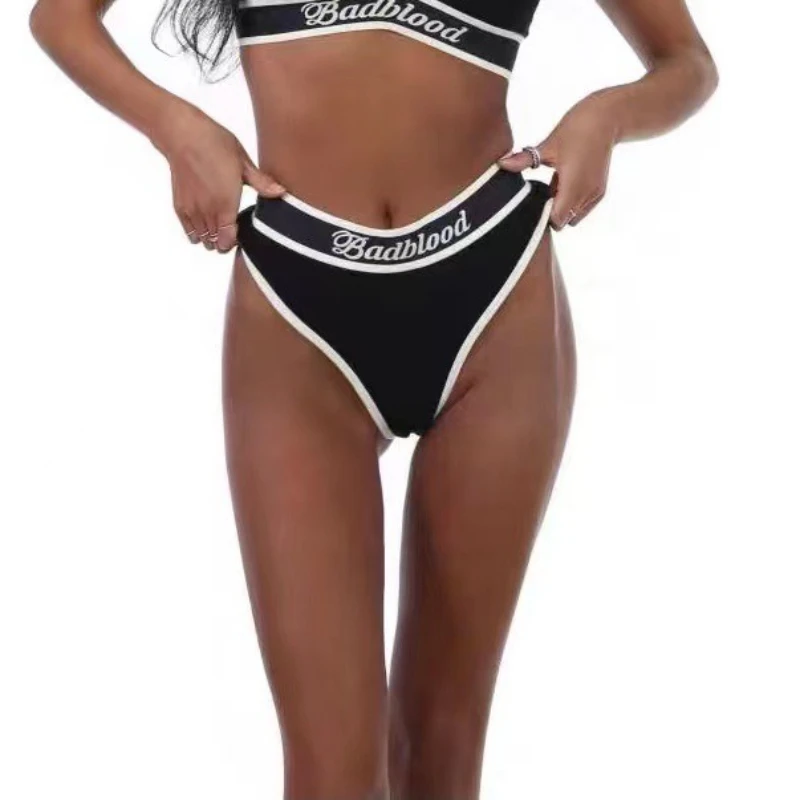 

Korea badblood bcac series panties women spicy girl high waist leisure embroidery triangle trousers sports boxer shorts