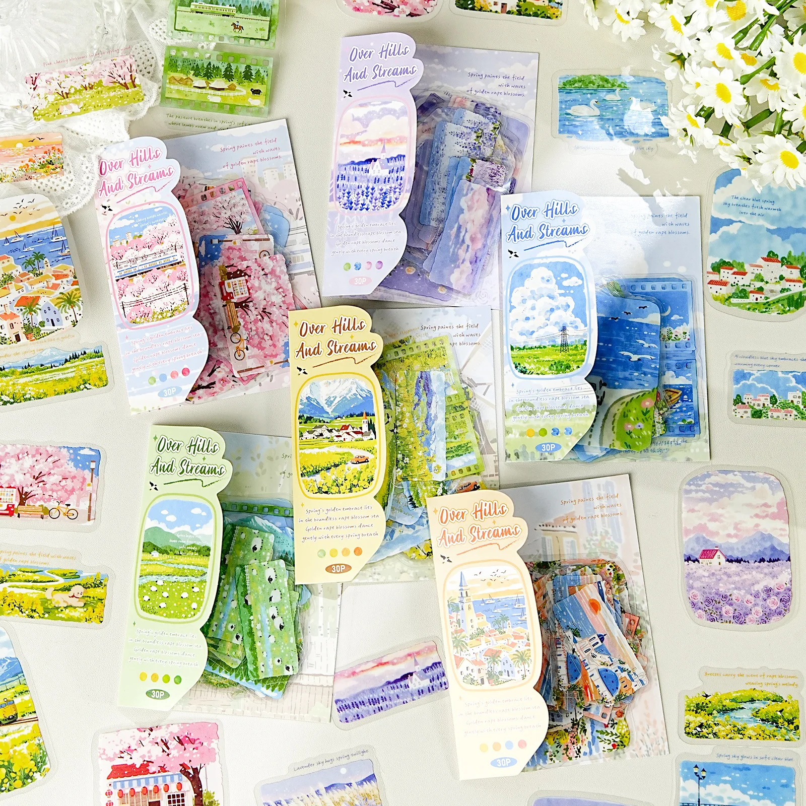 

6packs/1lot Kawaii Stationery Stickers cross mountains and rivers Collection Diary Decorative Stickers Scrapbooking Stickers
