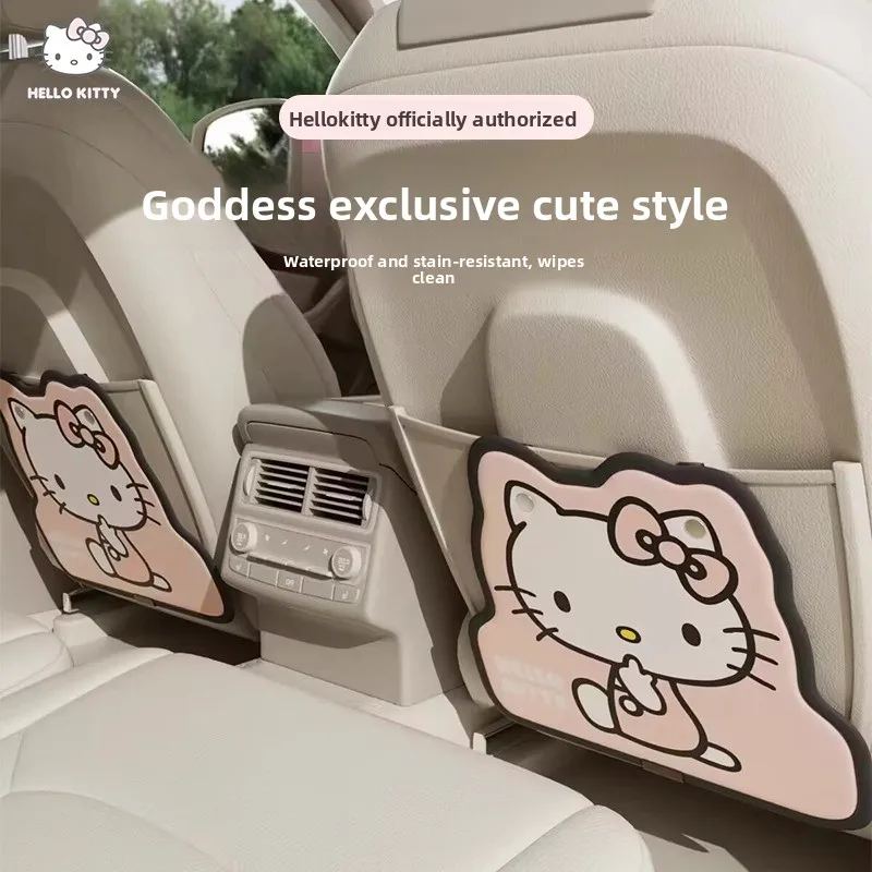

Hello Kitty Car Anti Kicks Pad With Organizer Pocket Leather Seat Back PU Leather Protector Cover Waterproof Child Kick Mats