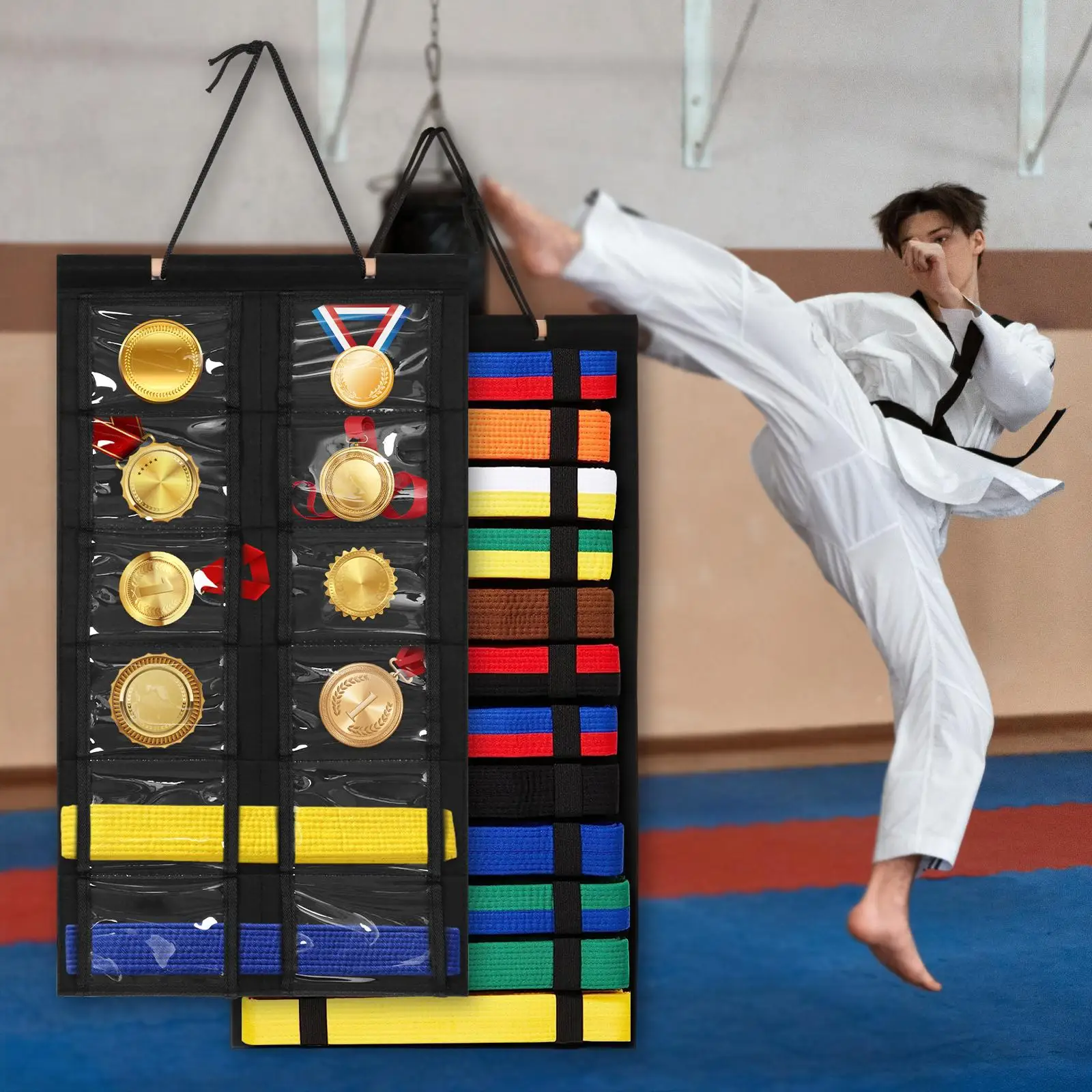 Set Da 3 Cinture Taekwondo In Poliestere – Bianco E Giallo, 200 Cm, Per Karate E Judo - copertina