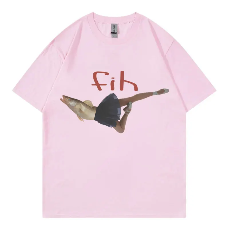 Funny Fih Meme T-shirts Men Women Clothing Fashion Aesthetic Short Sleeve T-shirt Summer Casual Loose Cotton T Shirt Streetwear