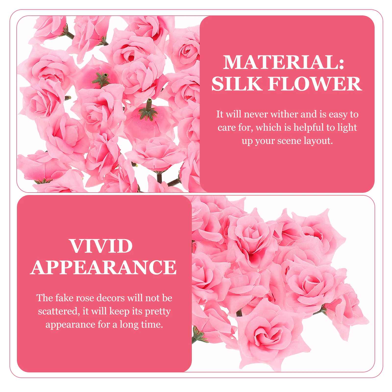 

100 Pcs Simulation Rose Head Christmas Ornament Fake Heads Small Flowers Decorative Faux Silk Garland Artificial Bride