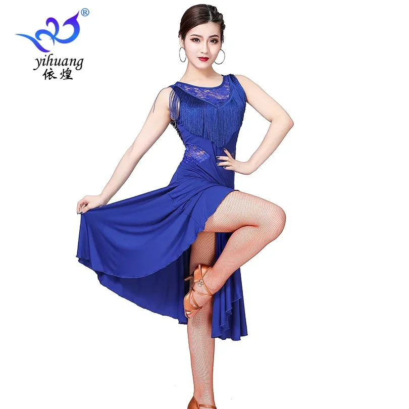 Tassel Fringe Women Standard Latin Ballroom Practice Dancing Dress Sexy Dance Costume Women Evening Party Clothes