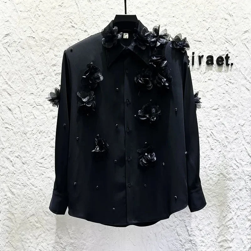 

Women's Shirt Niche Long-sleeved Fashion Joker Single-breasted V-neck Shirt Casual Brand Light Luxury Women's Spring and Autumn