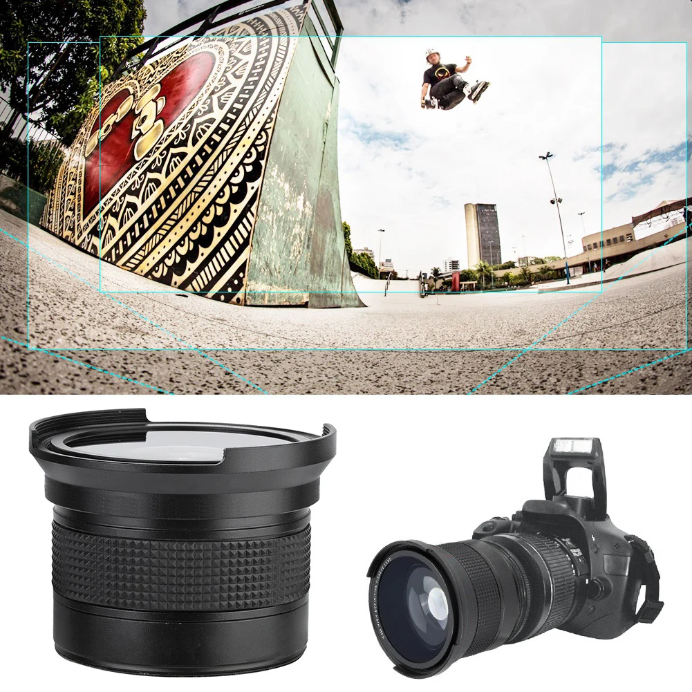 58MM 0.35X Fisheye Super Wide Angle Lens for SLR DSLR Camera Black 58MM Fisheye Lens Camera Fisheye Lens Fisheye Wide Angle Lens