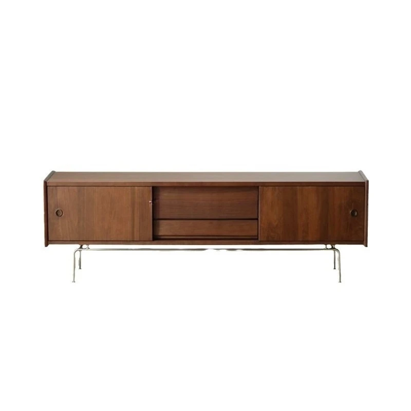 Solid wood retro TV cabinet, high-end small apartment, family living room TV cabinet group, medieval retro TV