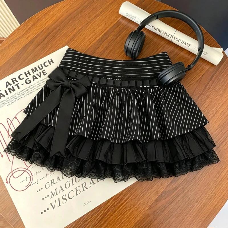2026 New Y2K Retro Harajuku Mini Skirt Women Kawaii Lolita Princess Cake Skirt Soft Ruffle Trim Streetwear Daily Chic Outfit