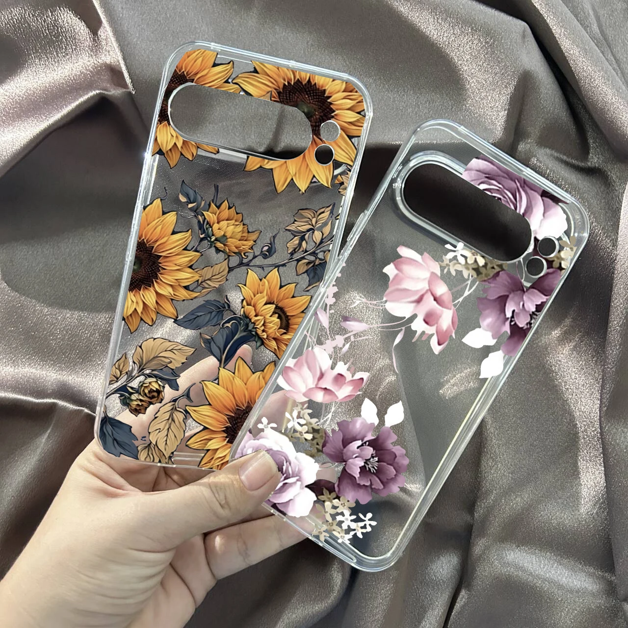 Fashion Sunflowers Pattern Phone Case For Google Pixel 8 Pro 9 Pro XL 8A 7 6A 5G Cute Purple Flower Clear Soft TPU Cover Fundas