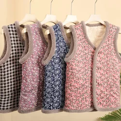 Middle Aged Mother Thickening Sleeveless Jacket Autumn Winter Ladies Large Size 5XL Waistcoat Women Broken Flowers Vest Coat