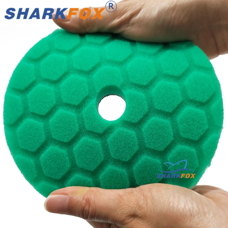 Sharkfox 5 pieces/set 5 Inch(125mm) Car Buffing Polishing Pads Beveled Hex-Logic Sponge For DA/RO/GA Buffer Polisher