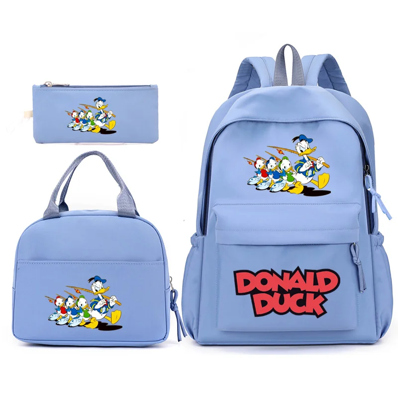 3pcs Disney Donald Duck Backpack with Lunch Bag for Women Student Teenagers School Bags Comfortable Travel Sets