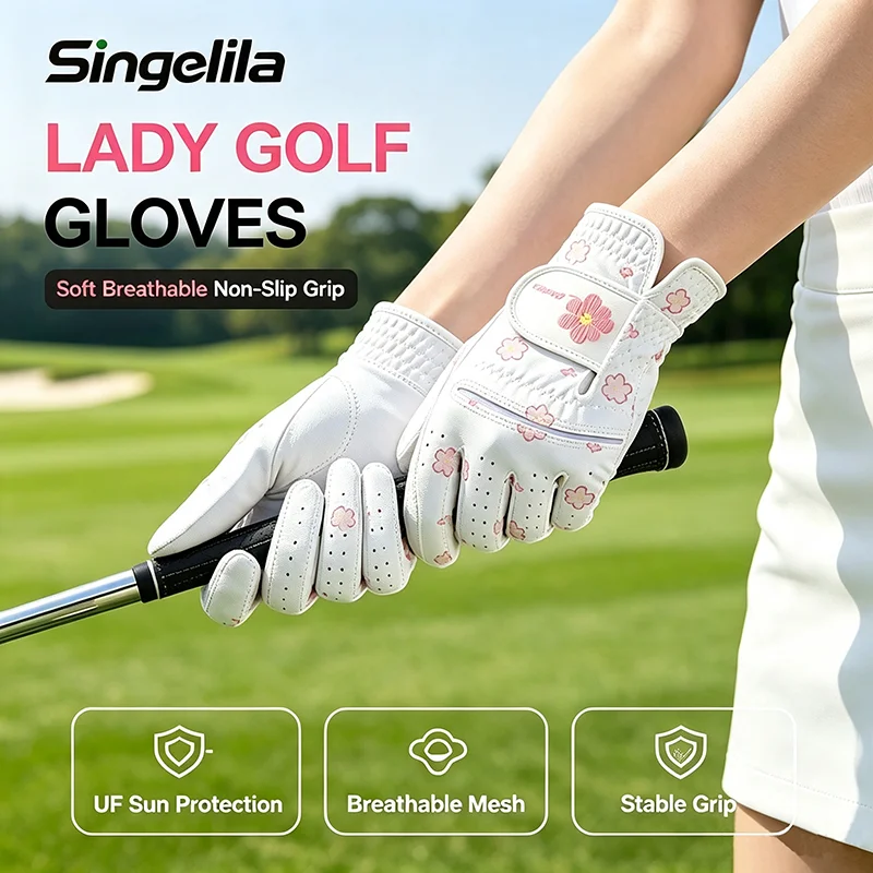 Golf Equipment Korea - 女性のための韓国の花柄スポーツグローブ,高品質のゴルフグローブ,滑り止め,シリコン粒子,ファッションウェア,新しい