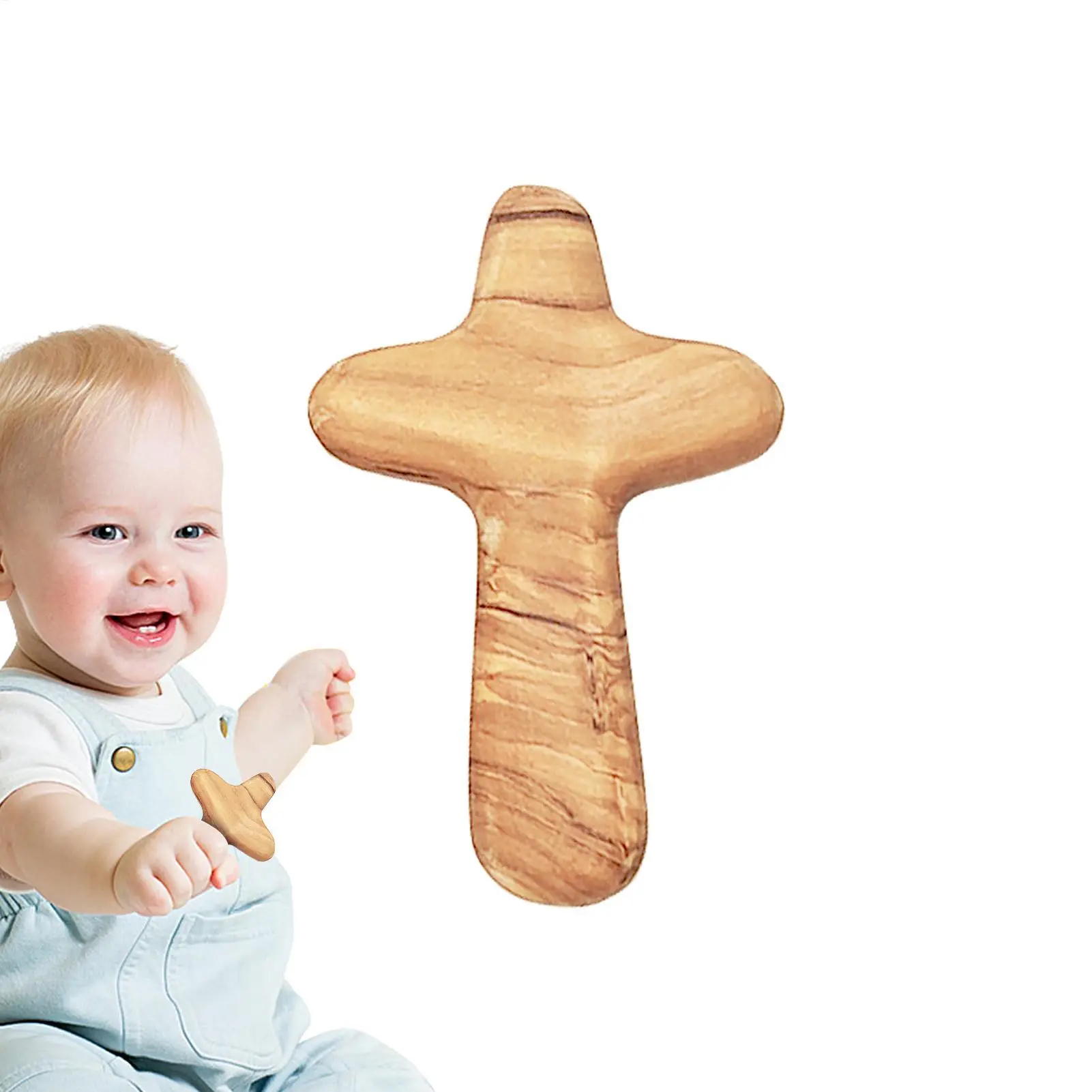 Wooden Hand Held Prayer Cross, Small Pocket Palms for Comfort & Faith, Religious Christian Gift for Praying Baptism Confirmation