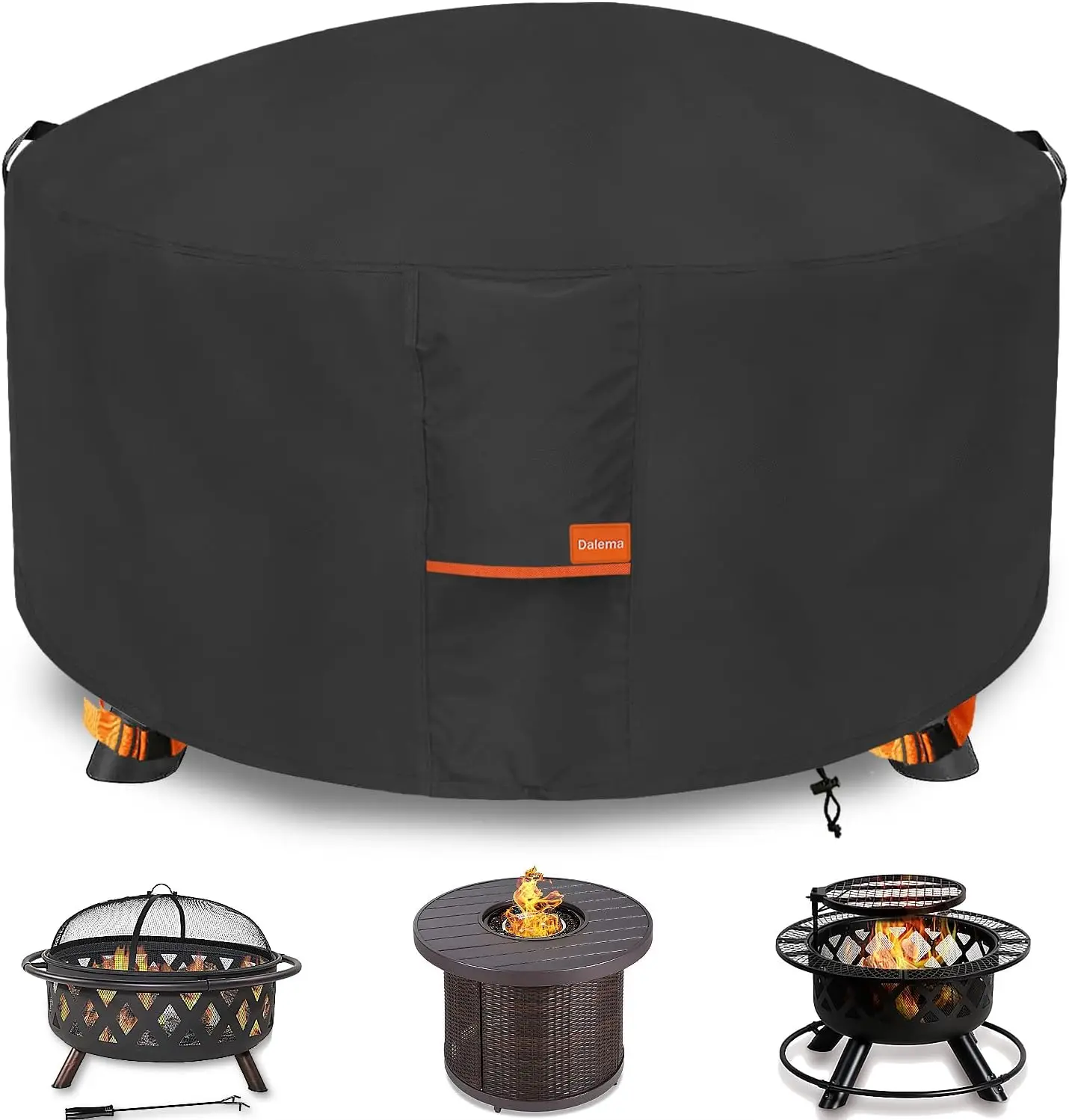 

Fire Pit Cover,Outdoor Heavy Duty 600D 100% Waterproof Fire Pit Cover Round,Weatherproof Firepit Covers Round 54" Dia x 24" H,Bl