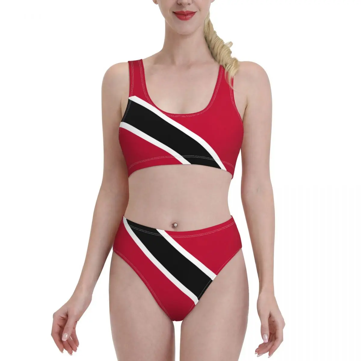 Trinidad And Tobago Flag Summer Bikini Sets Two Piece Swimsuit Bathing Suit Sport Swimwear Beachwear for Girl Women