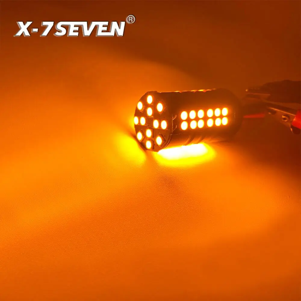 X-7SEVEN X-POWER 65W2PCS 6500LM Amber LED Car Tail Bulb Brake Light Reversing Light Daytime Running Signal Light 1156 BA15S P21W