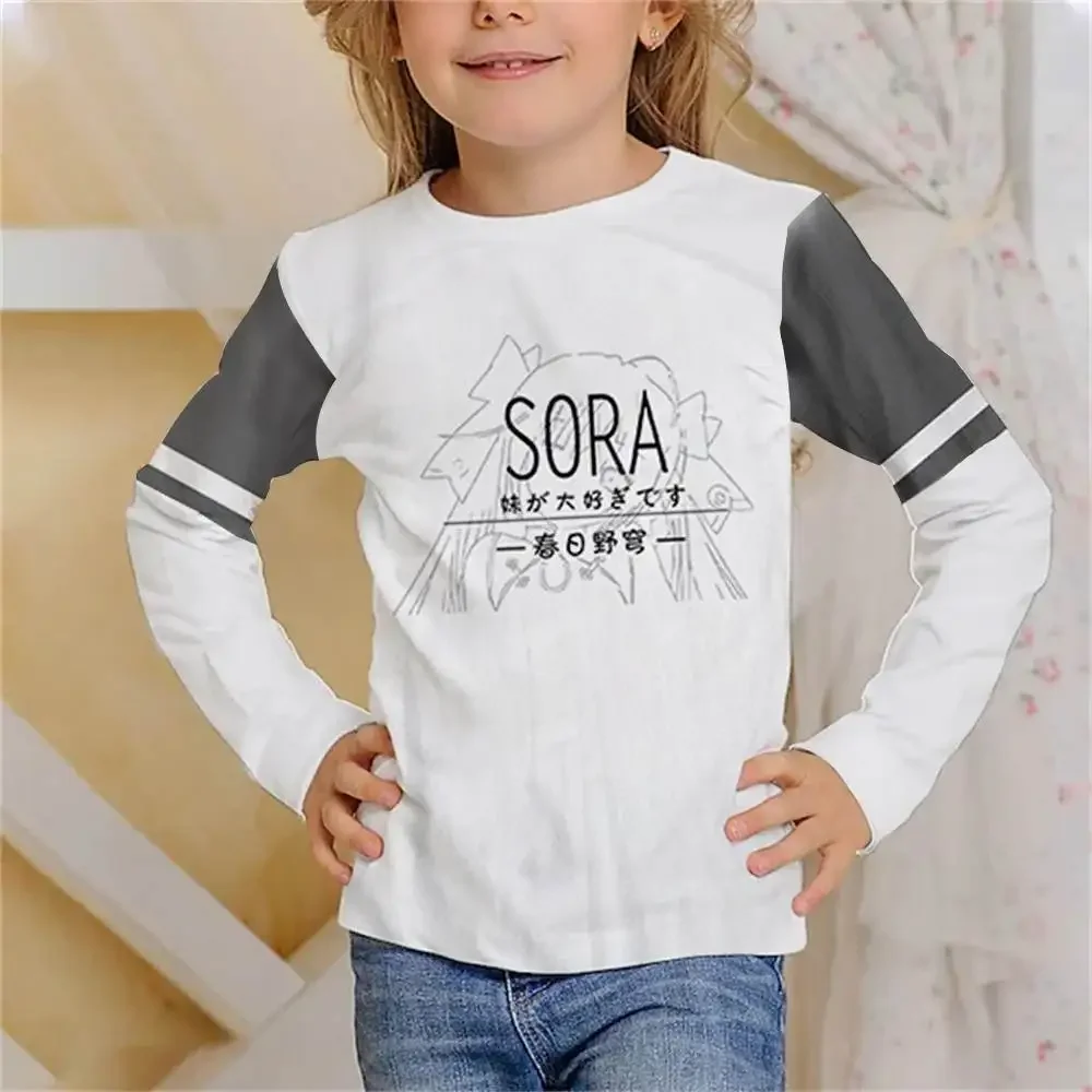 Kaus panjang gambar 3D kaus oblong Anime Yosuga No Sora t-shirt mode anak-anak kasual anak laki-laki perempuan kartun Kawaii kerah bulat baju atasan