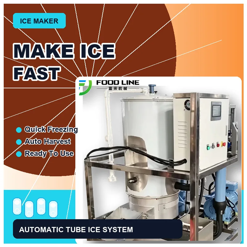 High Efficiency Tube Ice Maker Industrial Automatic Tube Ice Machine with Water Cooling System for Food Beverage and Seafood