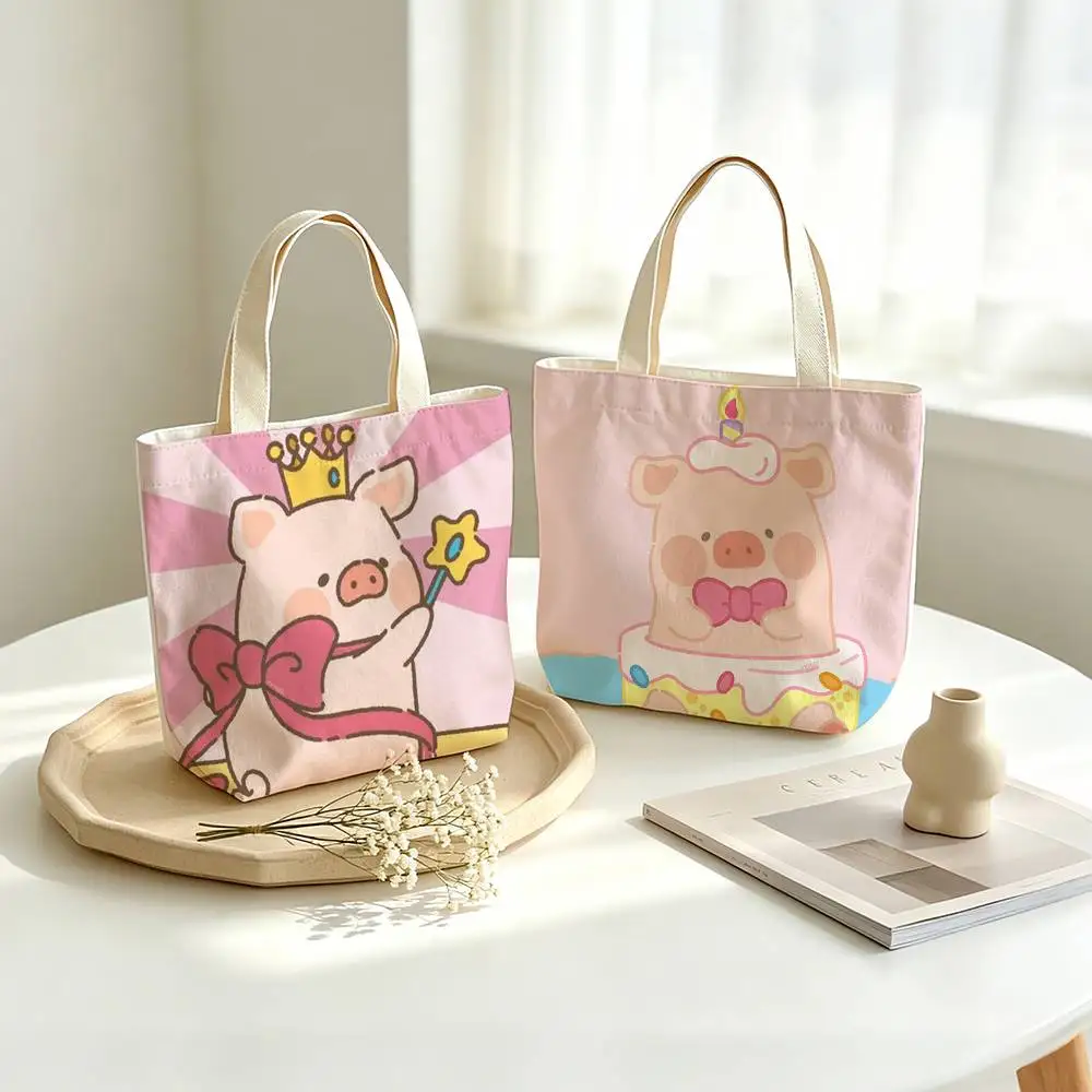 CUTE LuLu the P-Piggy Printed Canvas Tote Bag Shoulder Bag Commuter Mommy Shopping Bag
