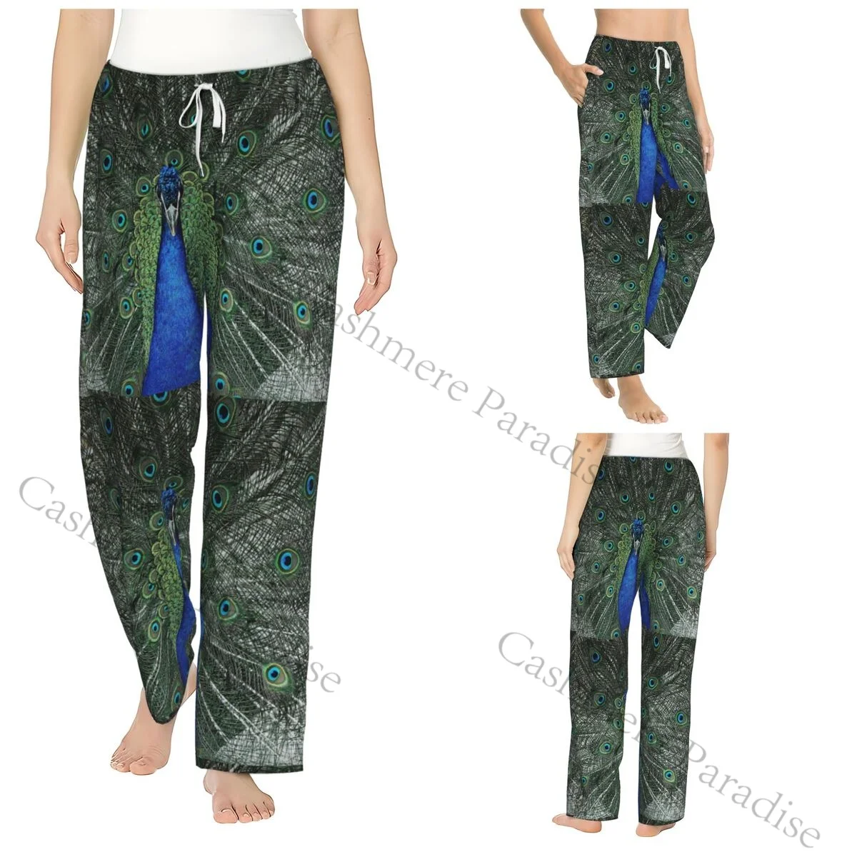 

Peacock Flannel Pajama Pants for Women Soft Warm Sleep Pants with Elastic Waistband