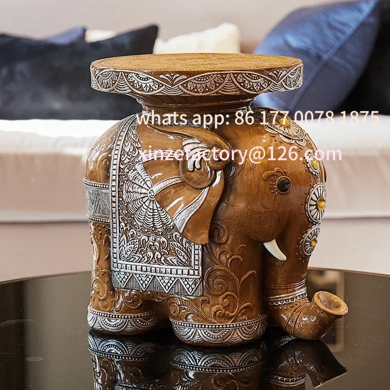 Customizable North Elephant Shape Shoe Changing Stool Home Practical Floor Decor Entrance Shoe Stools Tea Table Home Resin