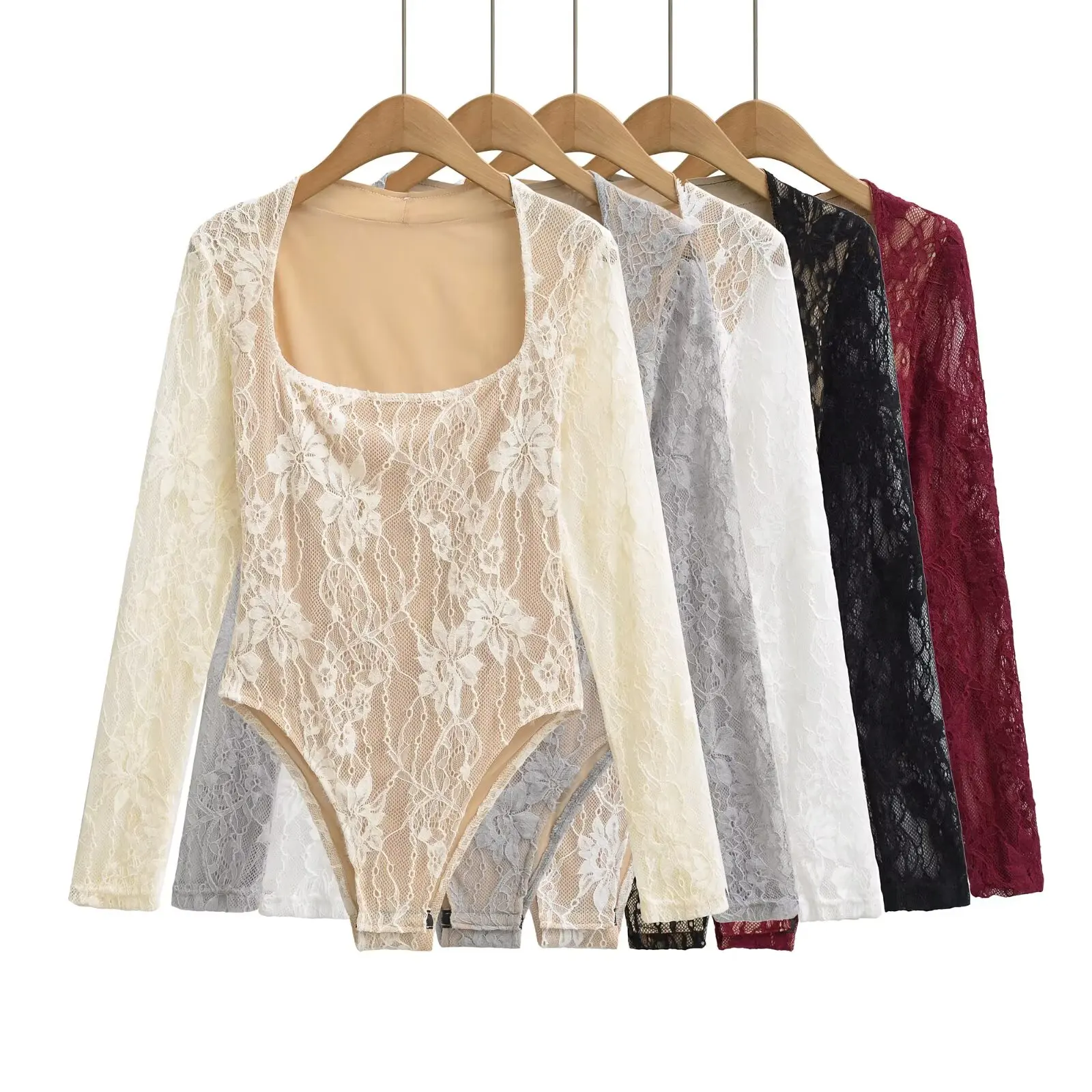 

Сексуальный кружевной комбинезон с длинными рукавами Pure Desire Spicy Girl, универсальная верхняя одежда с пуговицами, шорты с высокой талией из тонкой ткани