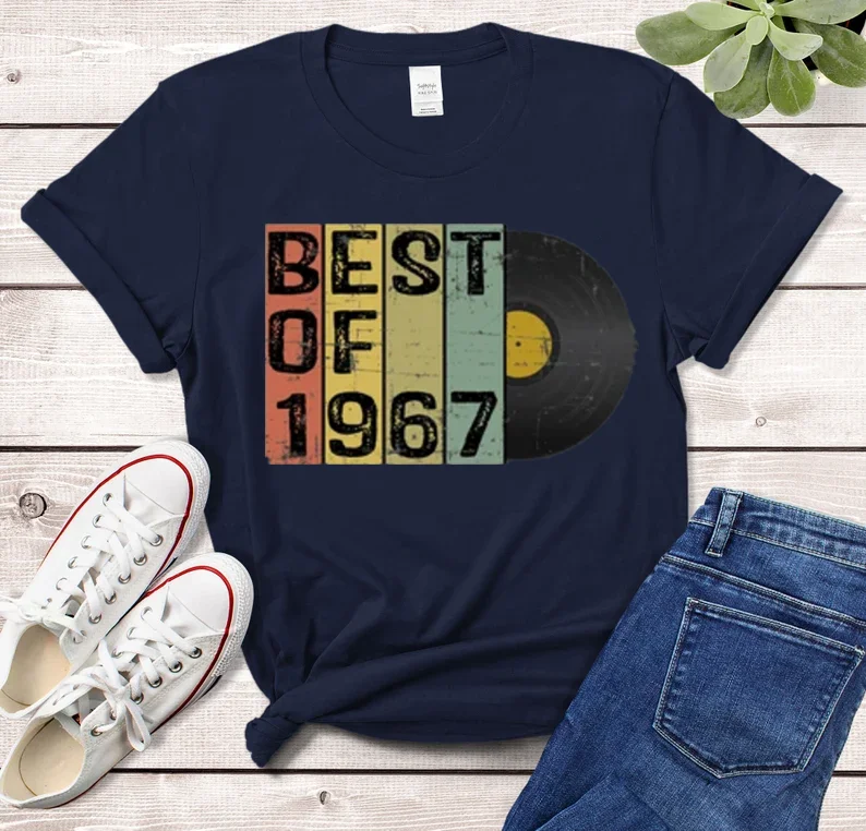 Vintage Best of 1967 55th Birthday Shirt, 55 Bday Gift For Him or Her, Shirts Men Women Retro Birthday Party 100% Shirts Unisex