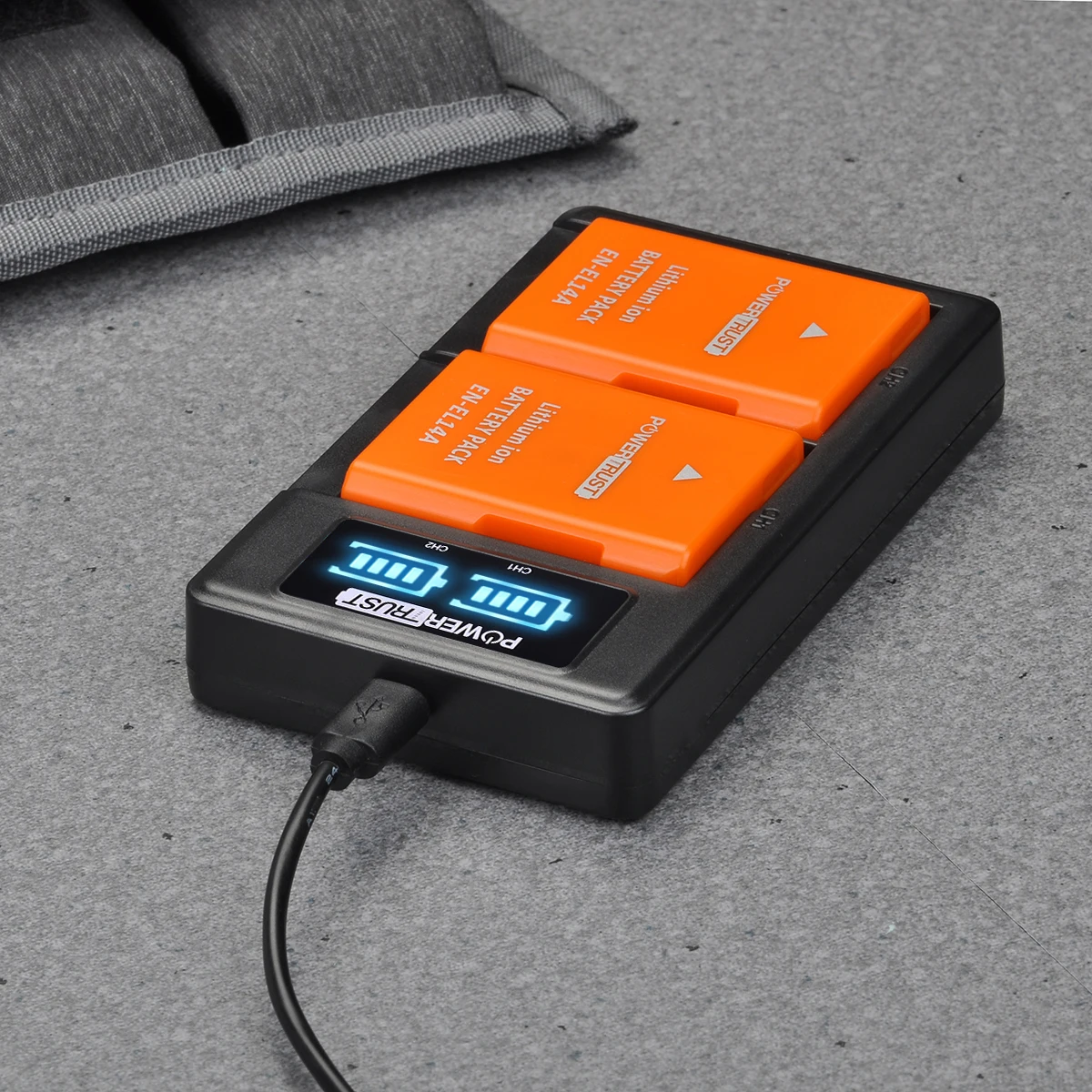 

Orange 7.4V 1530mAh EN-EL14 EN EL14 ENEL14A Battery + Dual Charger for Nikon D3300 D5200 DF P7800 P7100 P7200