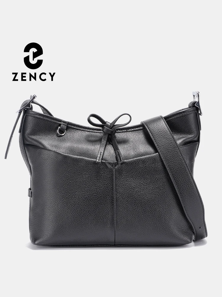 Zency Soft 100% Genuine Cowhide Leather Women's Handbag Large Underarm Bags Fashion Shoulder Hobo Bag Multi-function Pockets