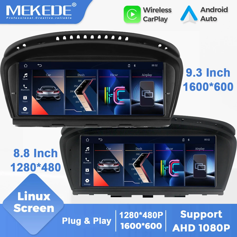 MEKEDE 8,8/9,3 Zoll Wireless Carplay Android Auto mit Mirror Link Airplay für BMW 3er E90 E91 E92 E93 5er E60 E61 6er E63 E64 Auto Multimedia Player Radio Stereo Headunit