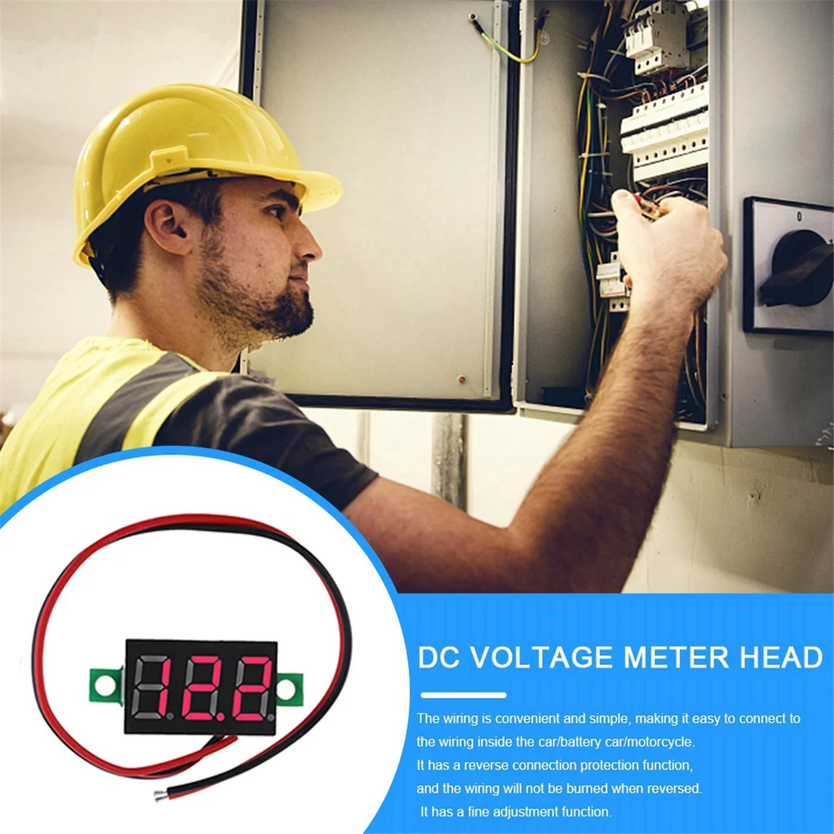 10 ชิ้น 2 สายมินิดิจิตอลโวลต์มิเตอร์ DC 2.5 โวลต์ - 40 โวลต์, จอแสดงผล LED เครื่องทดสอบแรงดันไฟฟ้า - T45C