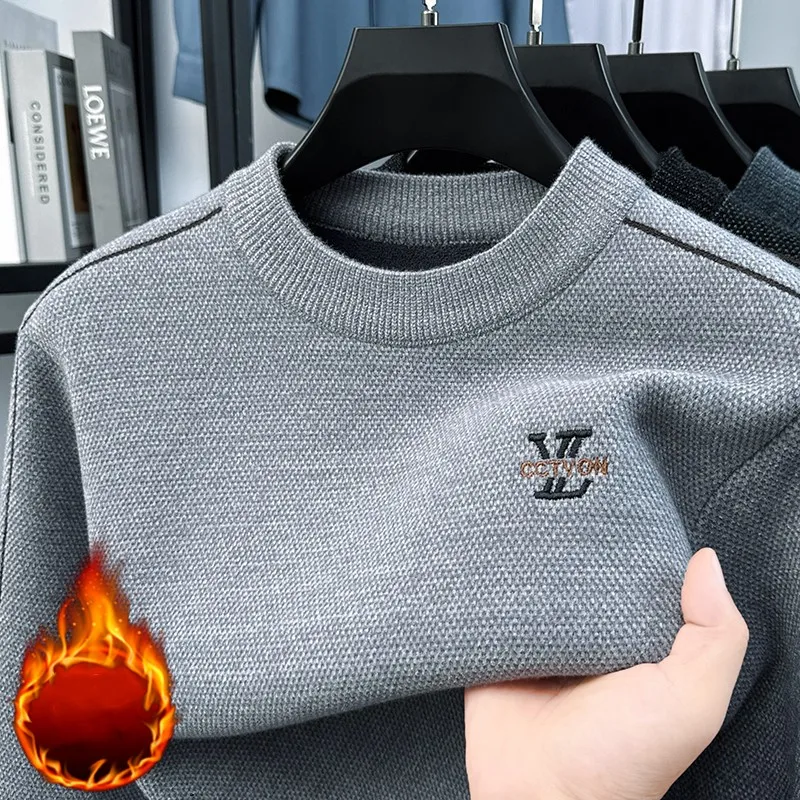 

Designer brand letter embroidered sweater men's fashion high-end plush comfort warm pullover Korean style new autumn winter top