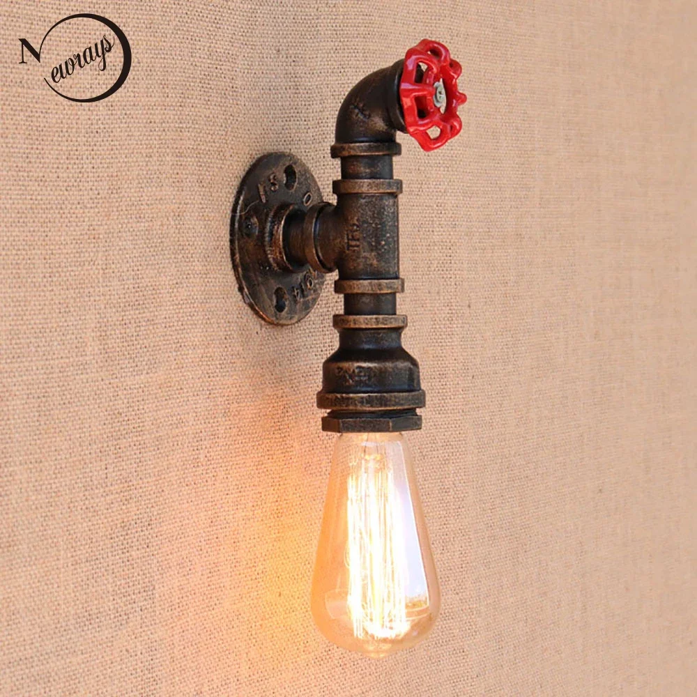 

Loft Retro iron Water pipe vintage wall lamp with edison/led bulb lights for cafe hallway bedroom study bar